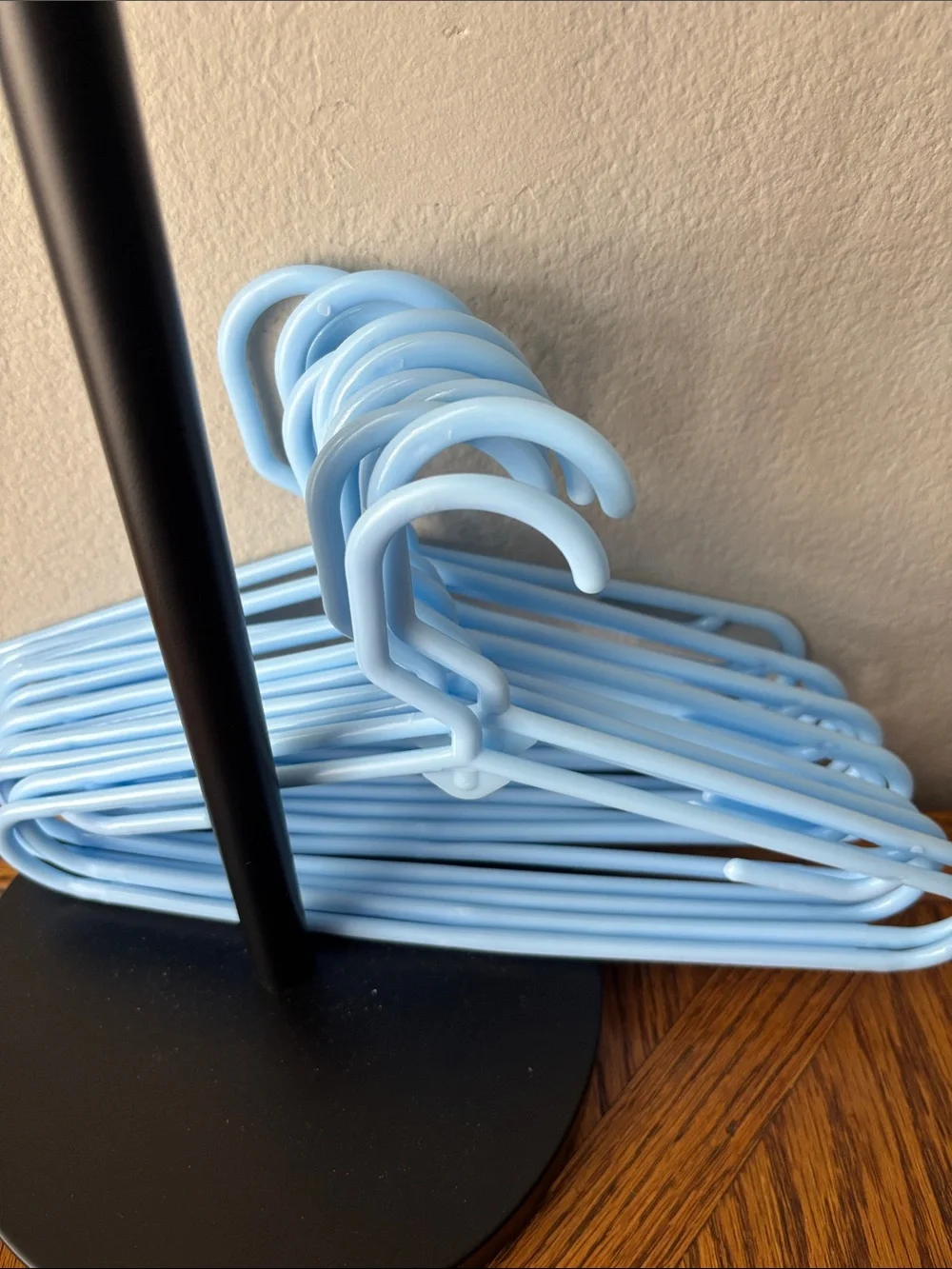 Light Blue Plastic Clothes Hangers - Multipack (12) youth hangers